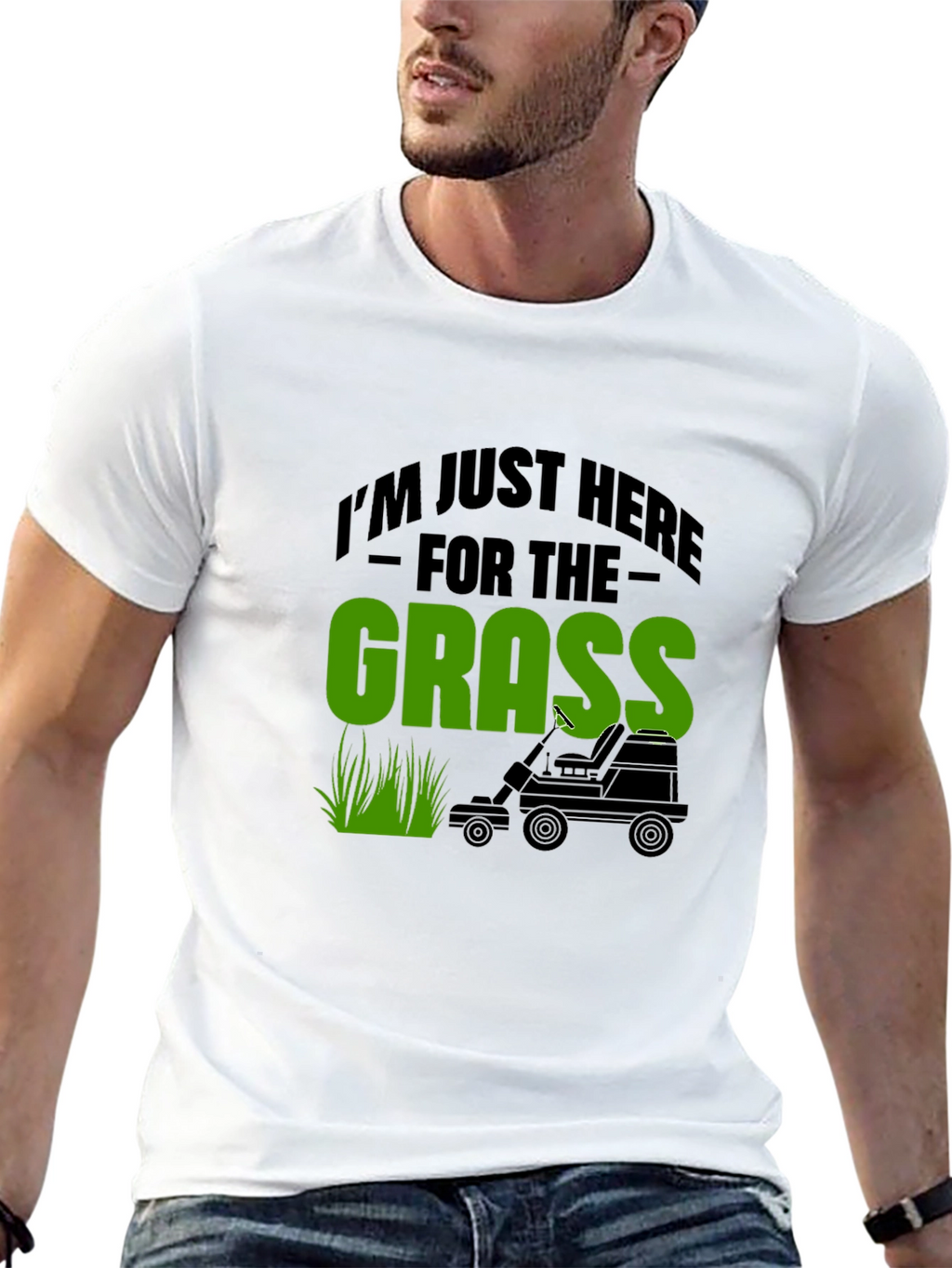 Funny Grass Lawn Mowing Black T-Shirt