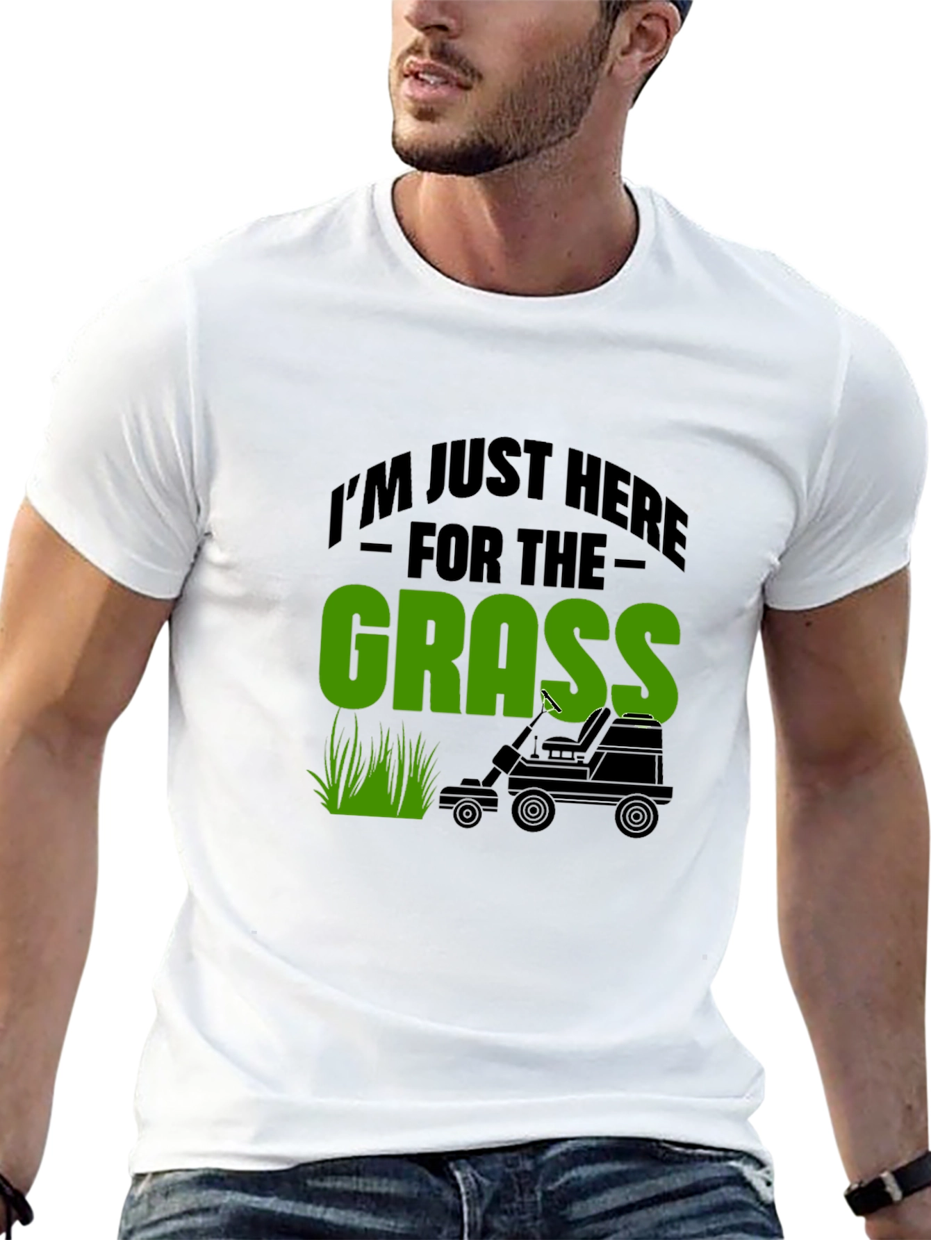 Funny Grass Lawn Mowing Black T-Shirt