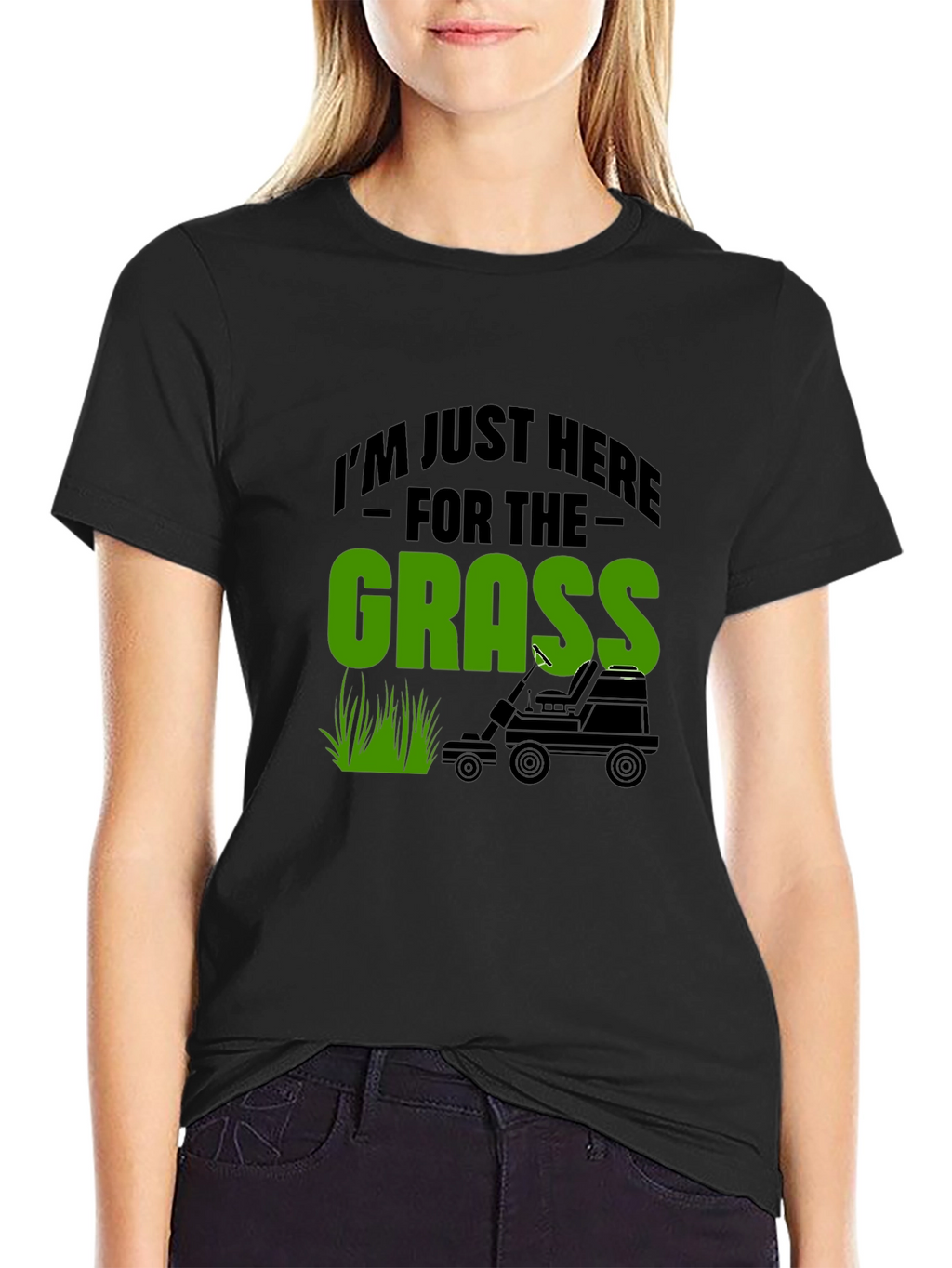 Funny Grass Lawn Mowing Black T-Shirt