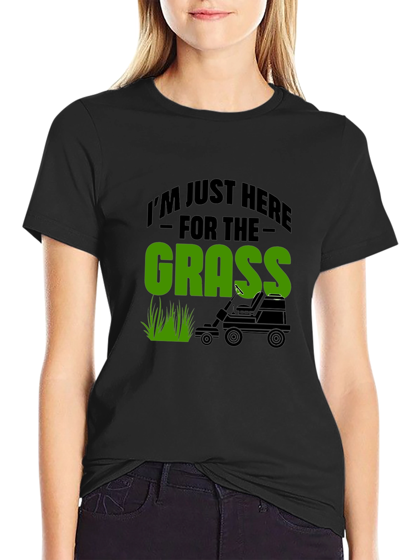 Funny Grass Lawn Mowing Black T-Shirt