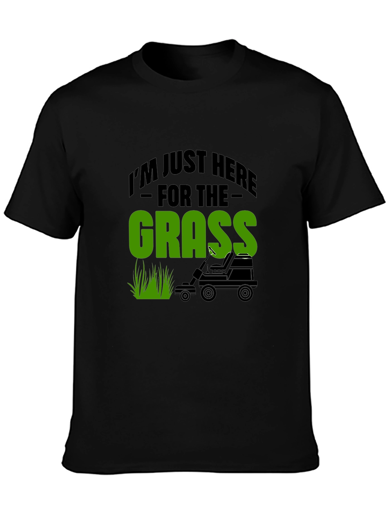 Funny Grass Lawn Mowing Black T-Shirt