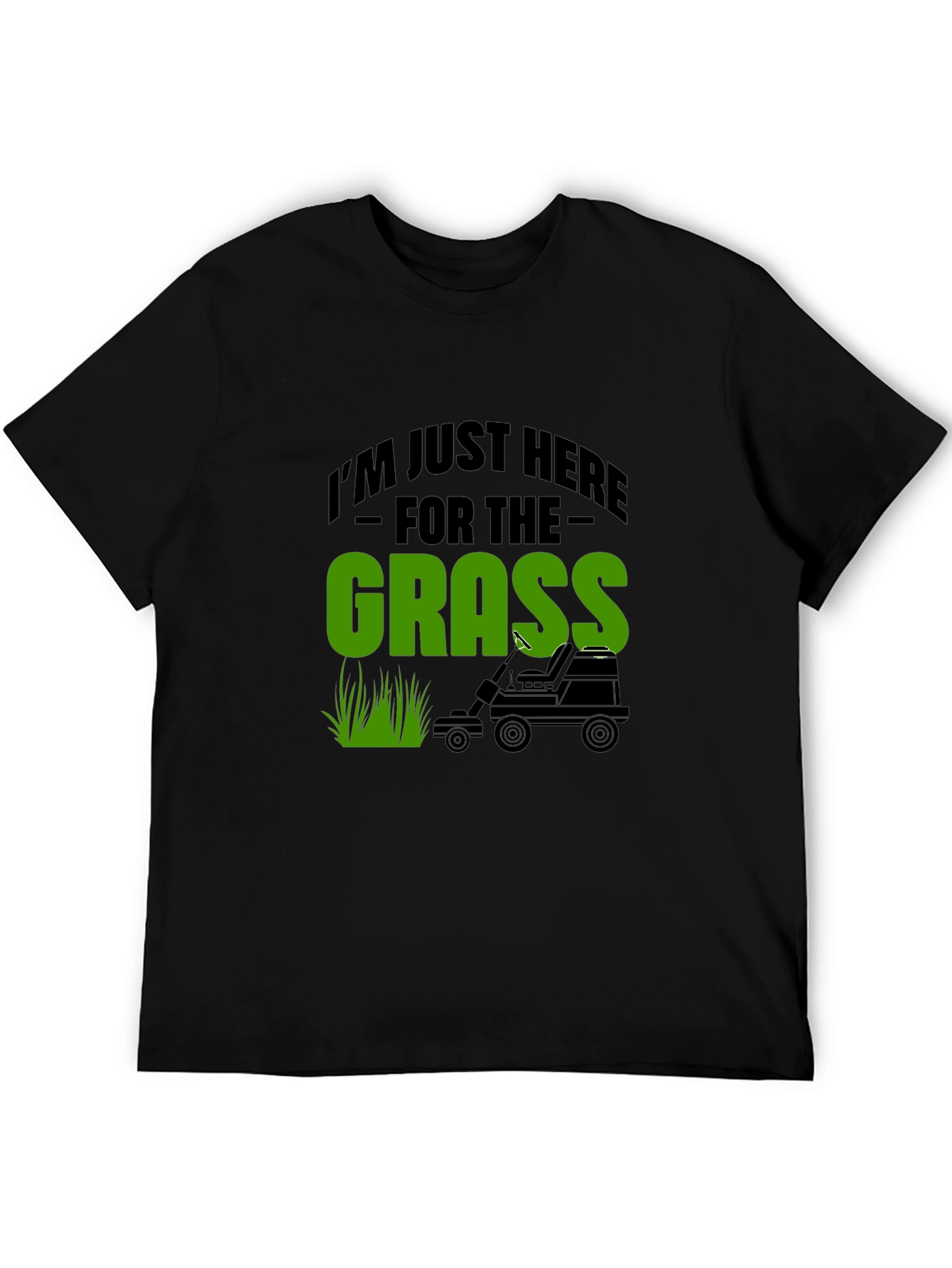 Funny Grass Lawn Mowing Black T-Shirt