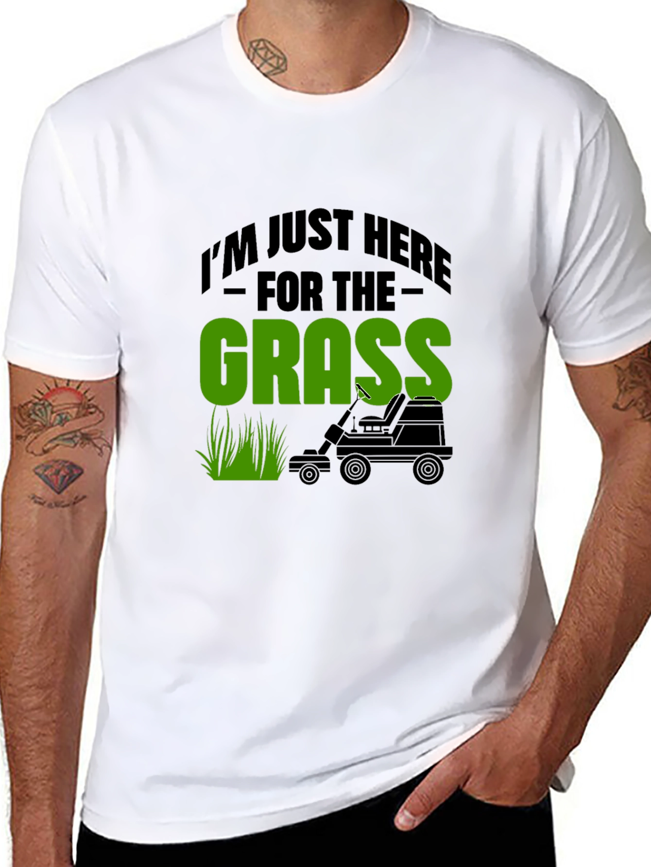 Funny Grass Lawn Mowing Black T-Shirt