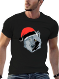 Wolf in Santa Hat Graphic Tee