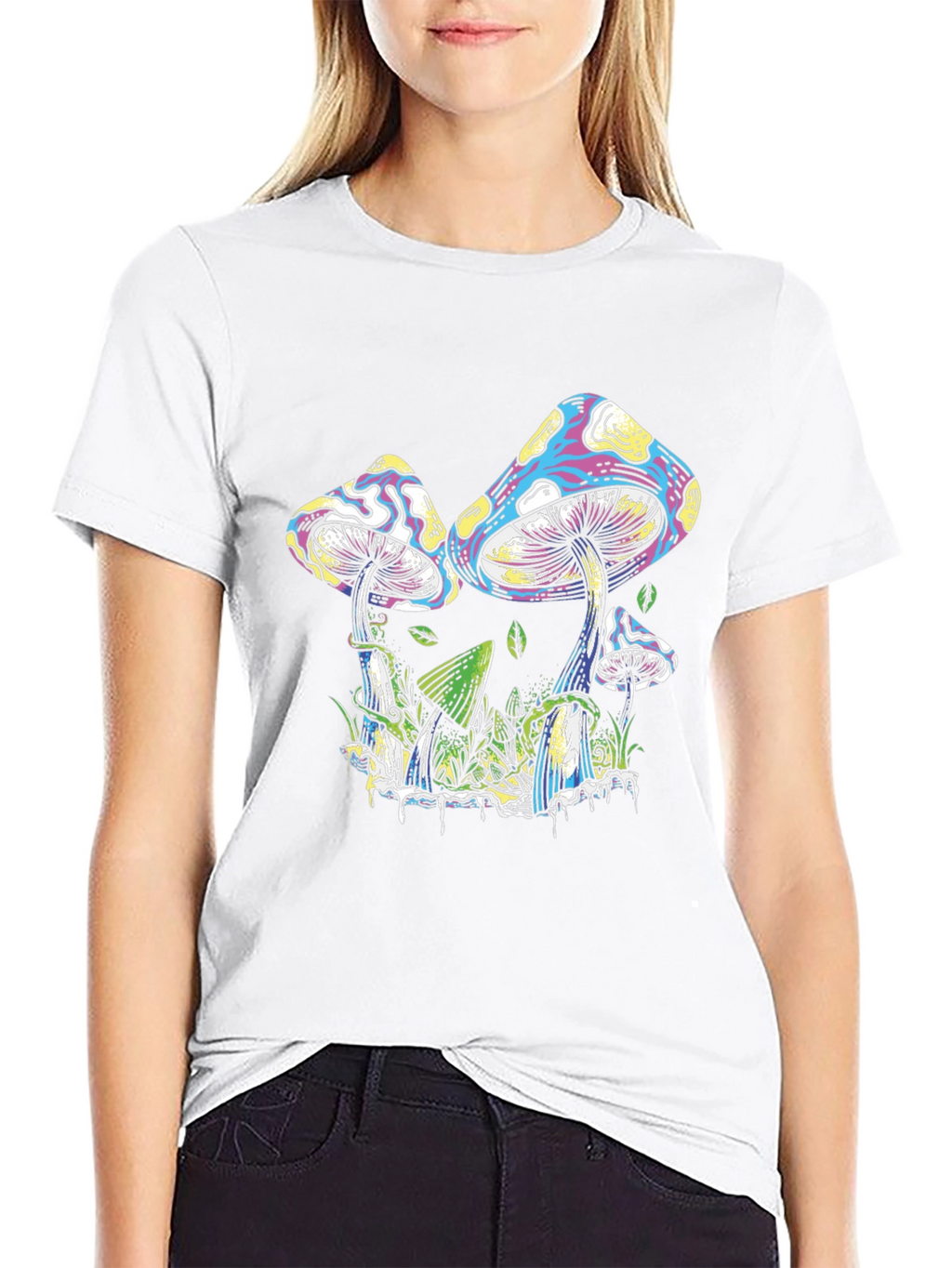 Psychedelic Mushroom Graphic T-Shirt - Black