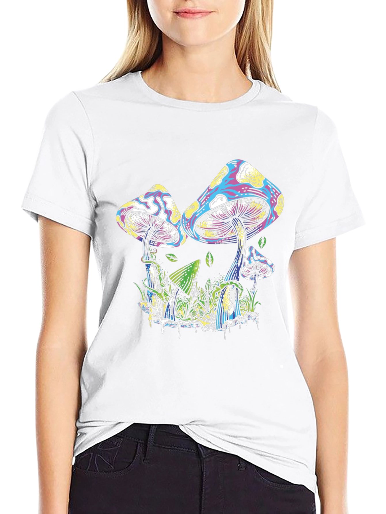 Psychedelic Mushroom Graphic T-Shirt - Black