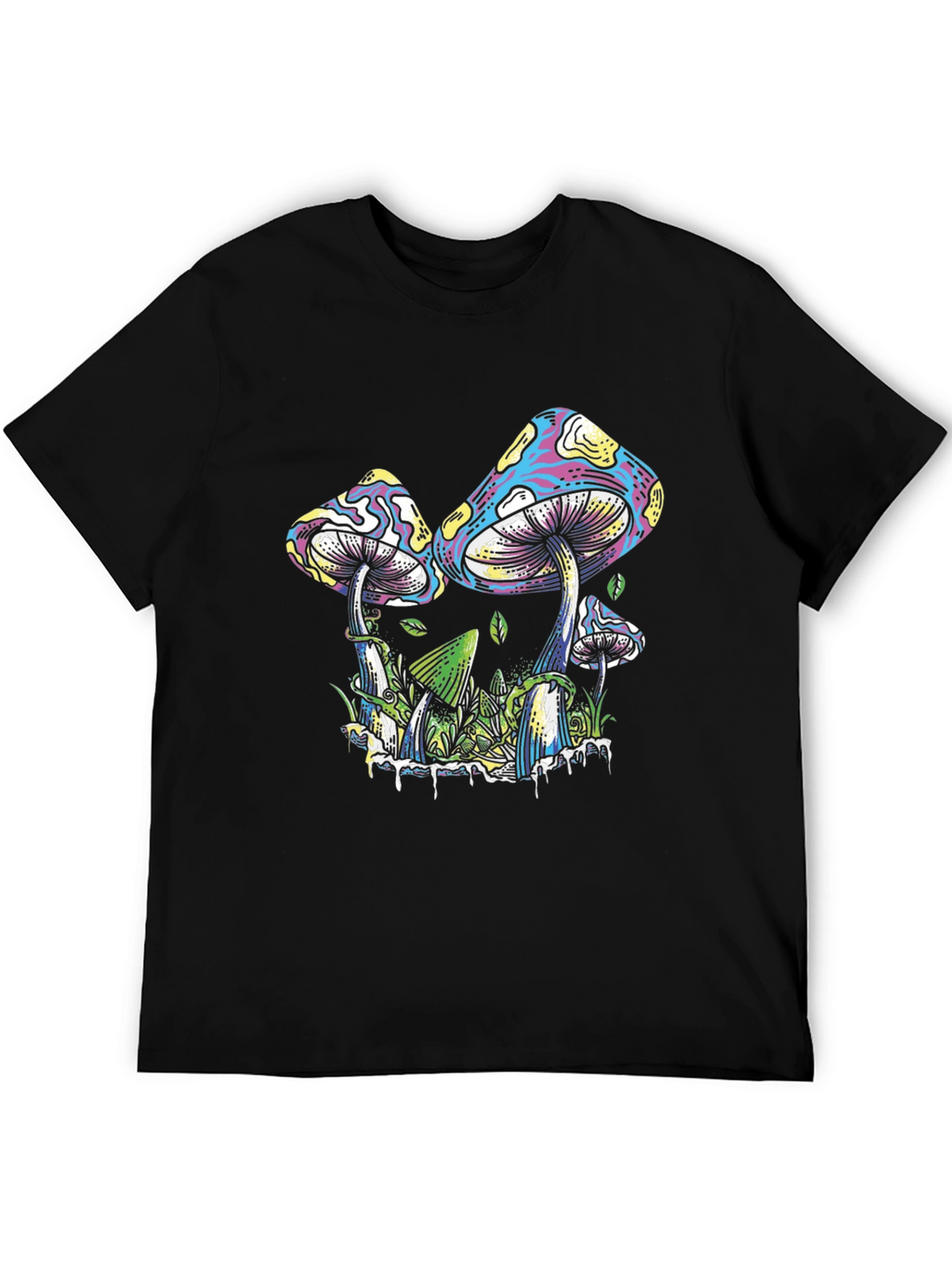 Psychedelic Mushroom Graphic T-Shirt - Black