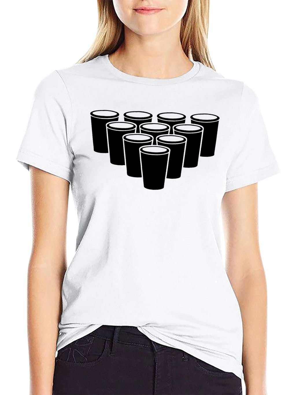 Beer Pong Cups Black T-Shirt