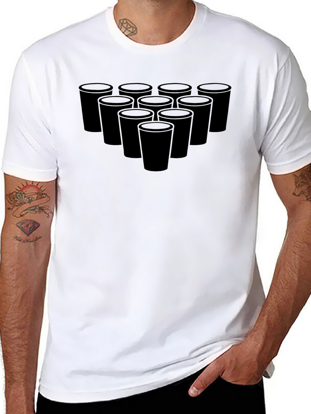 Beer Pong Cups Black T-Shirt