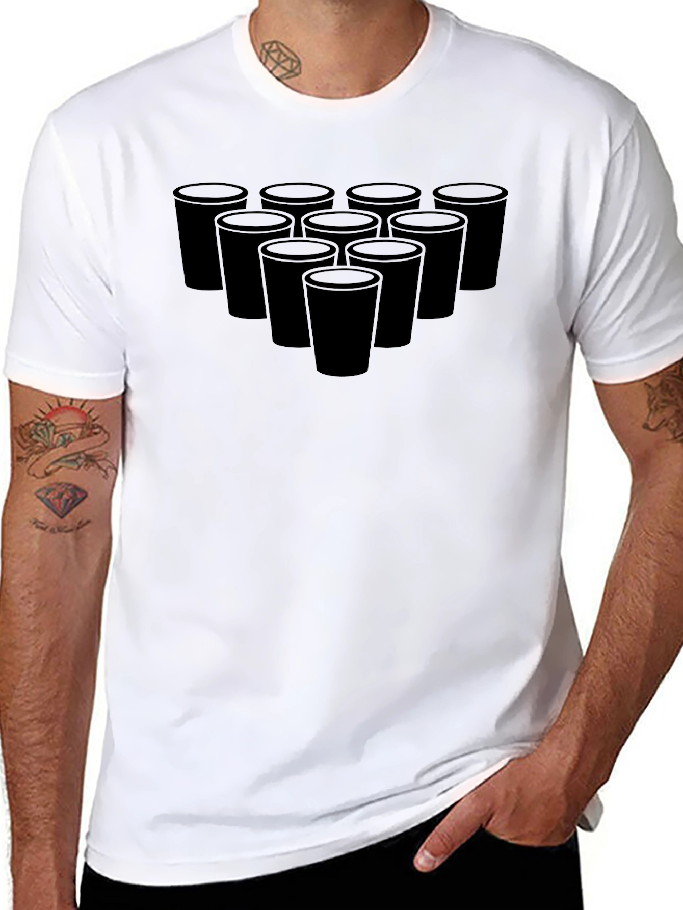 Beer Pong Cups Black T-Shirt