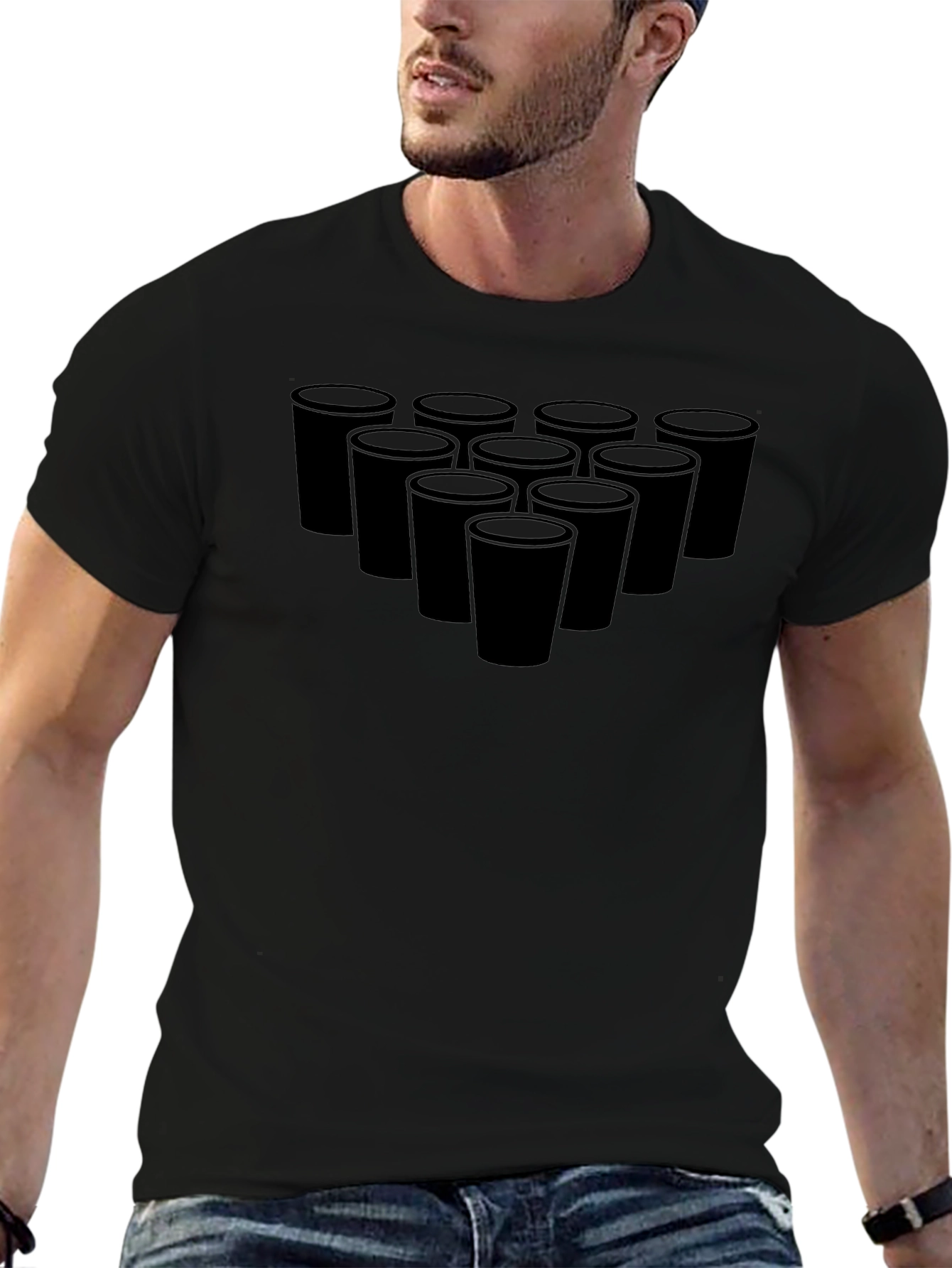 Beer Pong Cups Black T-Shirt