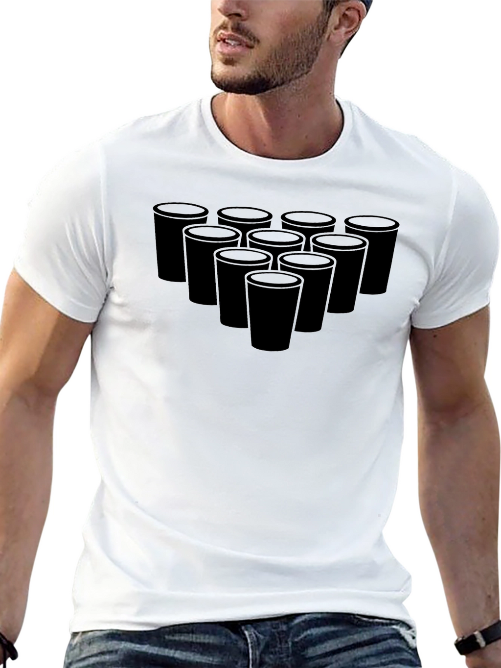 Beer Pong Cups Black T-Shirt