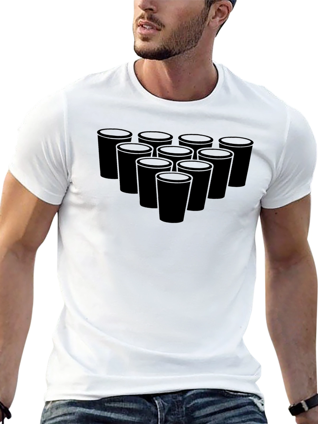 Beer Pong Cups Black T-Shirt