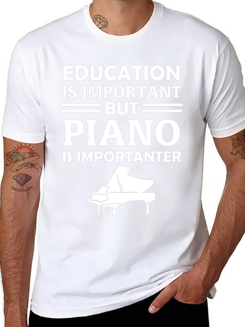 Education vs Piano T-Shirt - Musician Gift