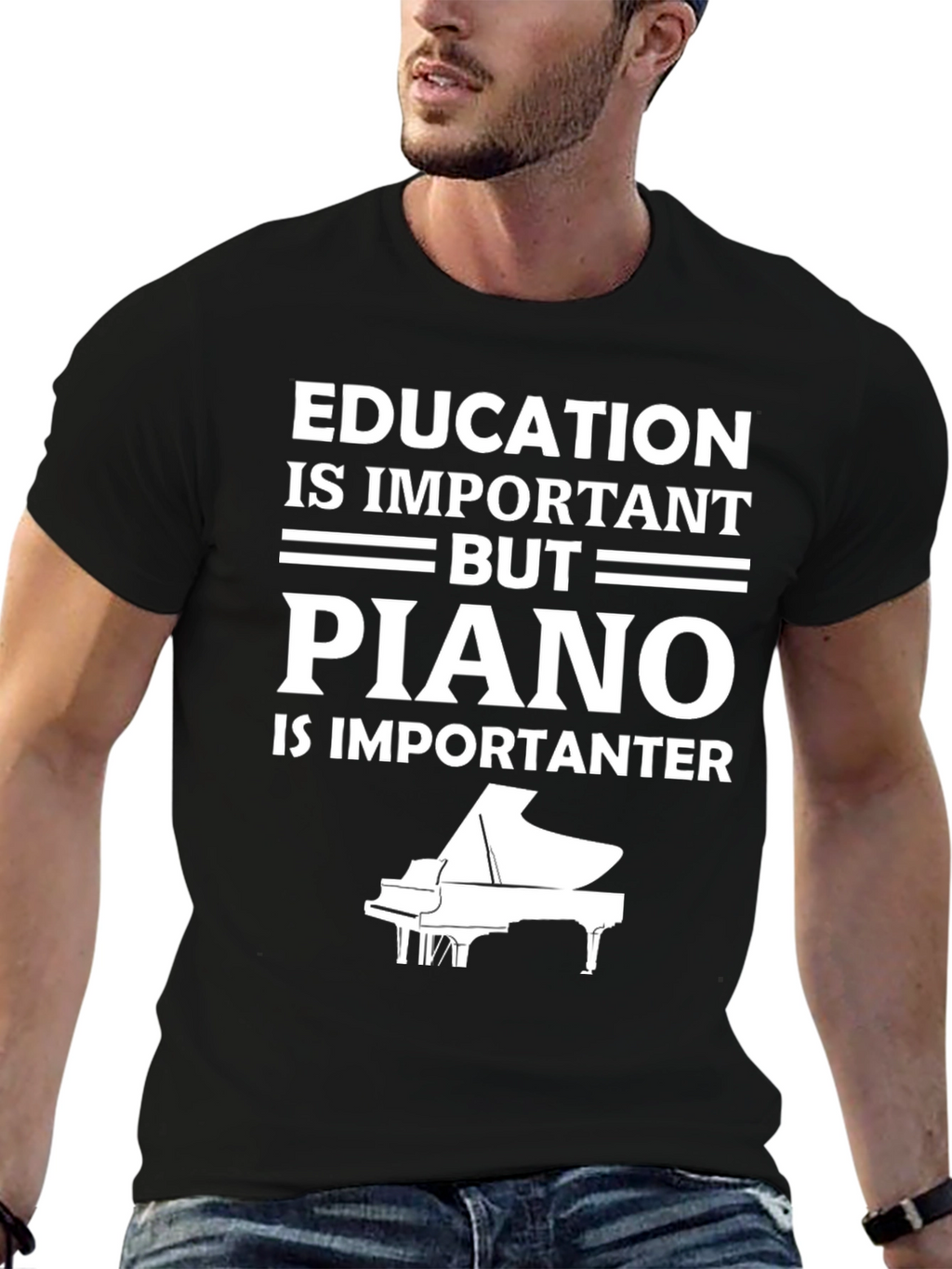 Education vs Piano T-Shirt - Musician Gift