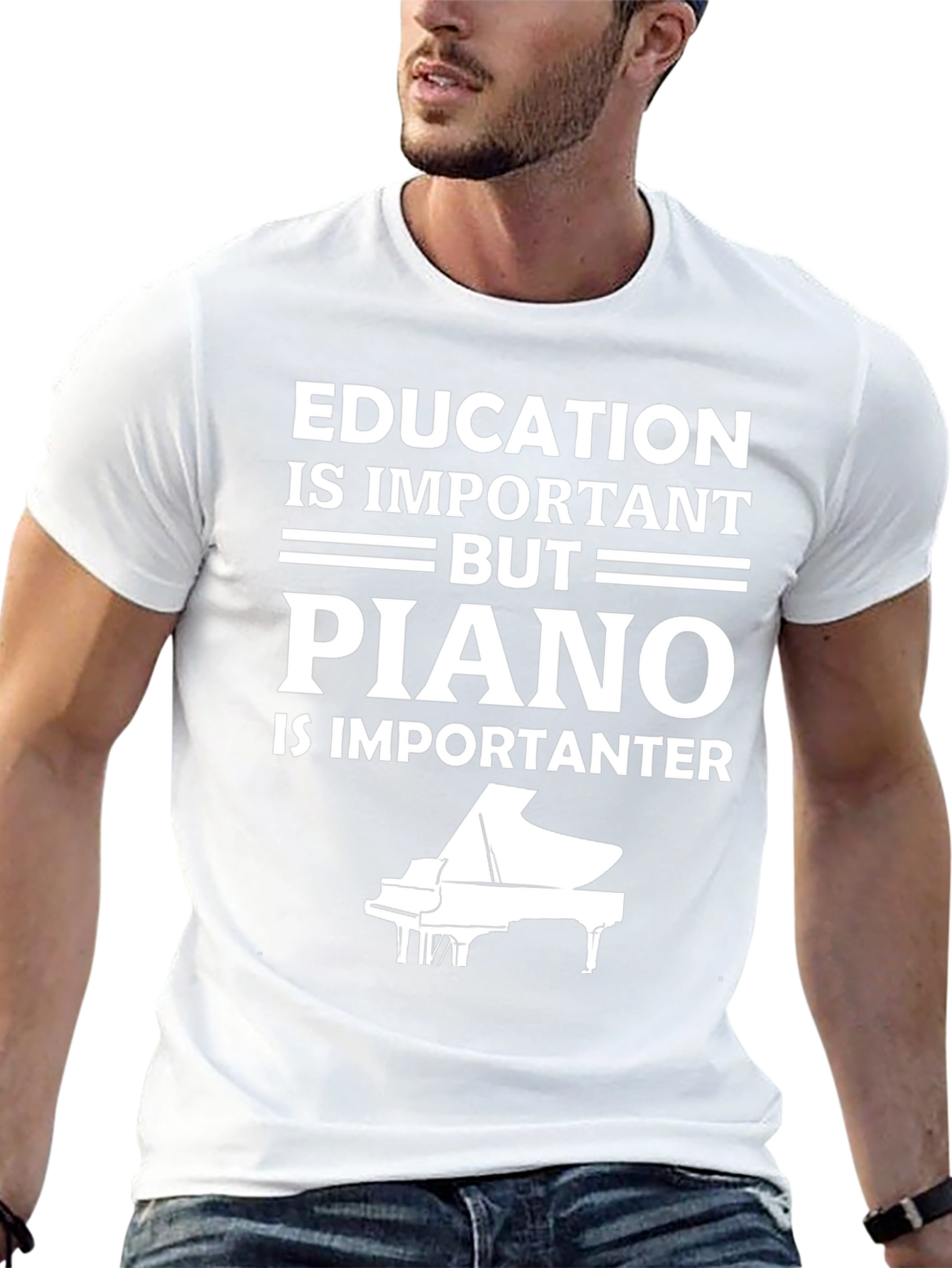 Education vs Piano T-Shirt - Musician Gift