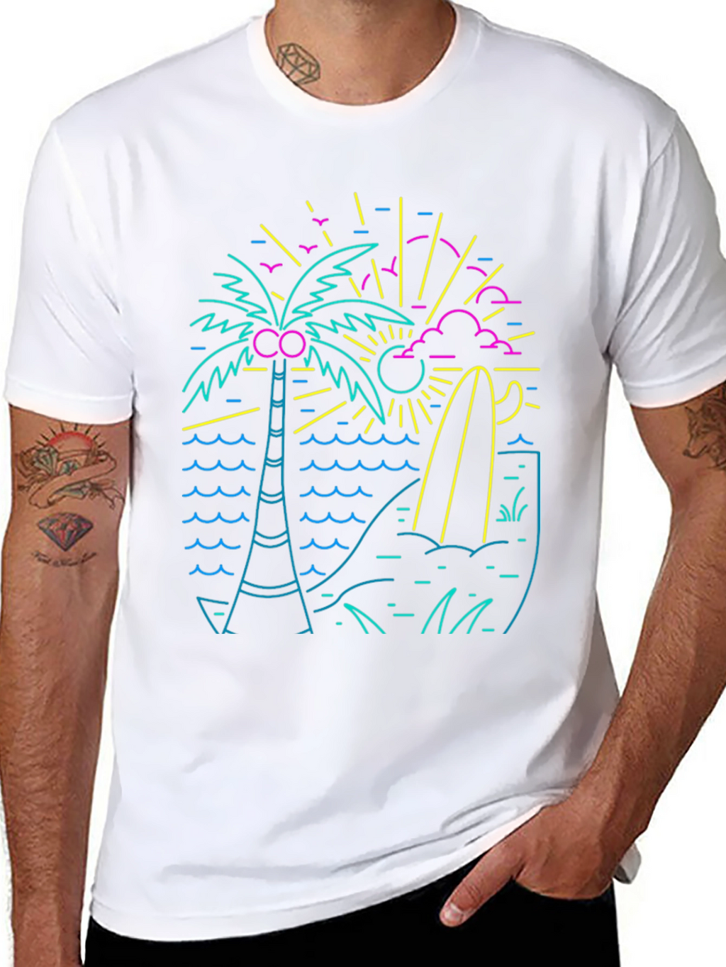 Neon Retro Surf Tee