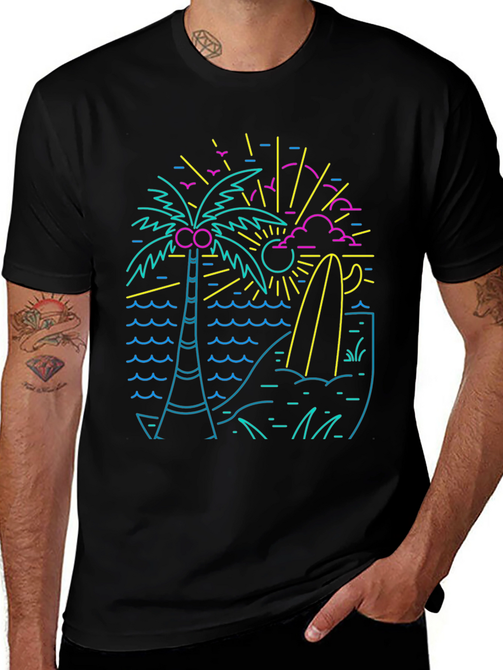 Neon Retro Surf Tee