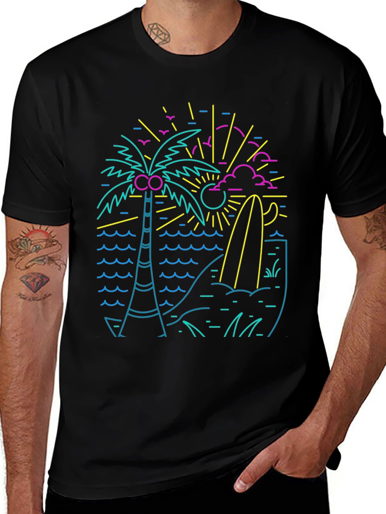 Neon Retro Surf Tee