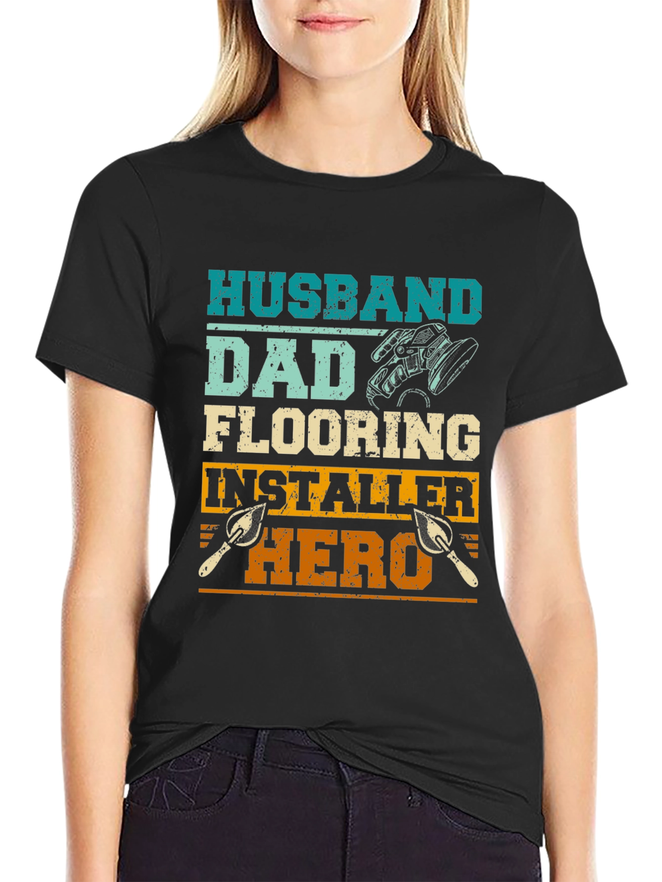 Husband Dad Flooring Installer Hero T-Shirt
