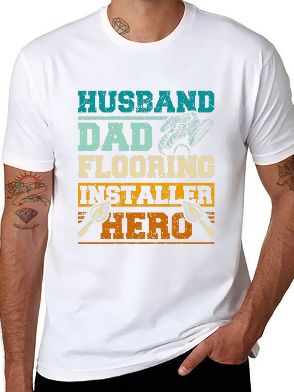 Husband Dad Flooring Installer Hero T-Shirt