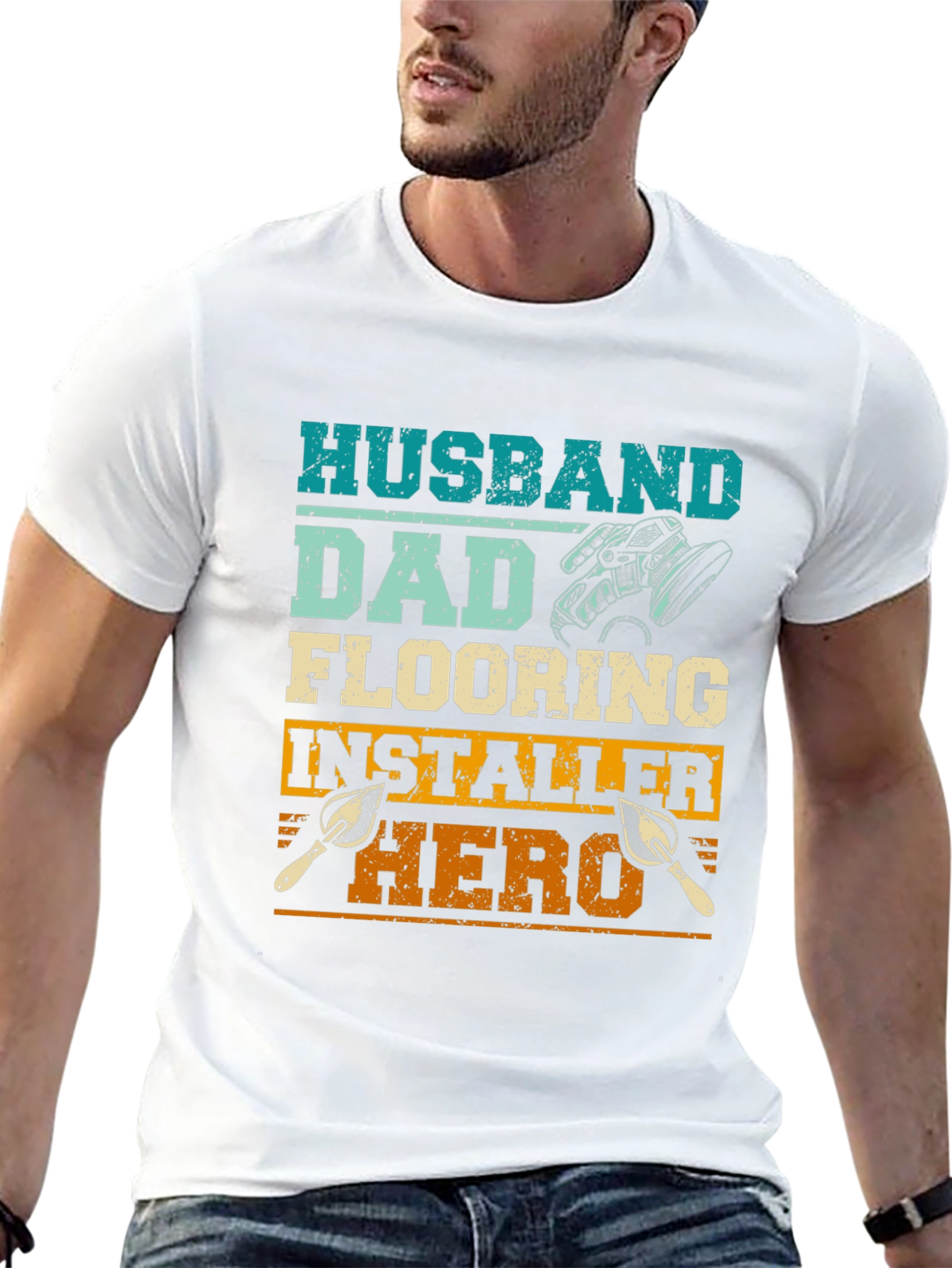 Husband Dad Flooring Installer Hero T-Shirt