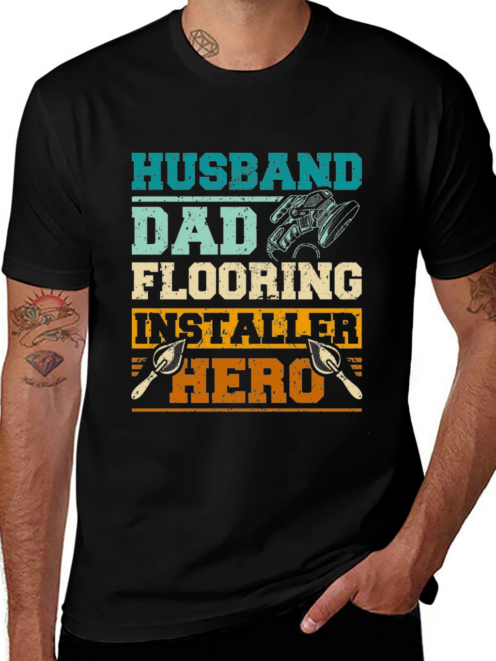 Husband Dad Flooring Installer Hero T-Shirt