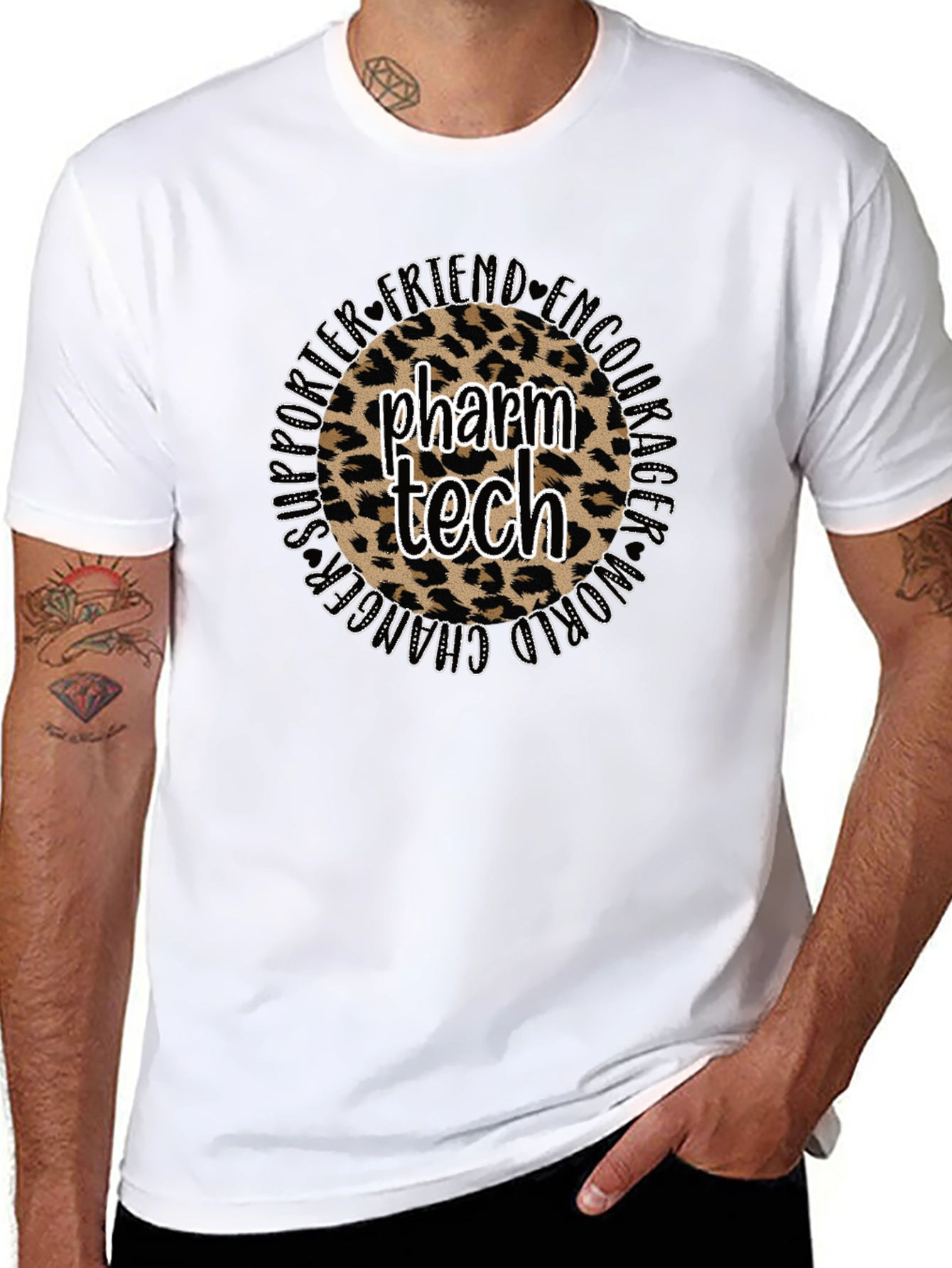 Pharm Tech Leopard Print T-Shirt - Supporter Friend Encourager