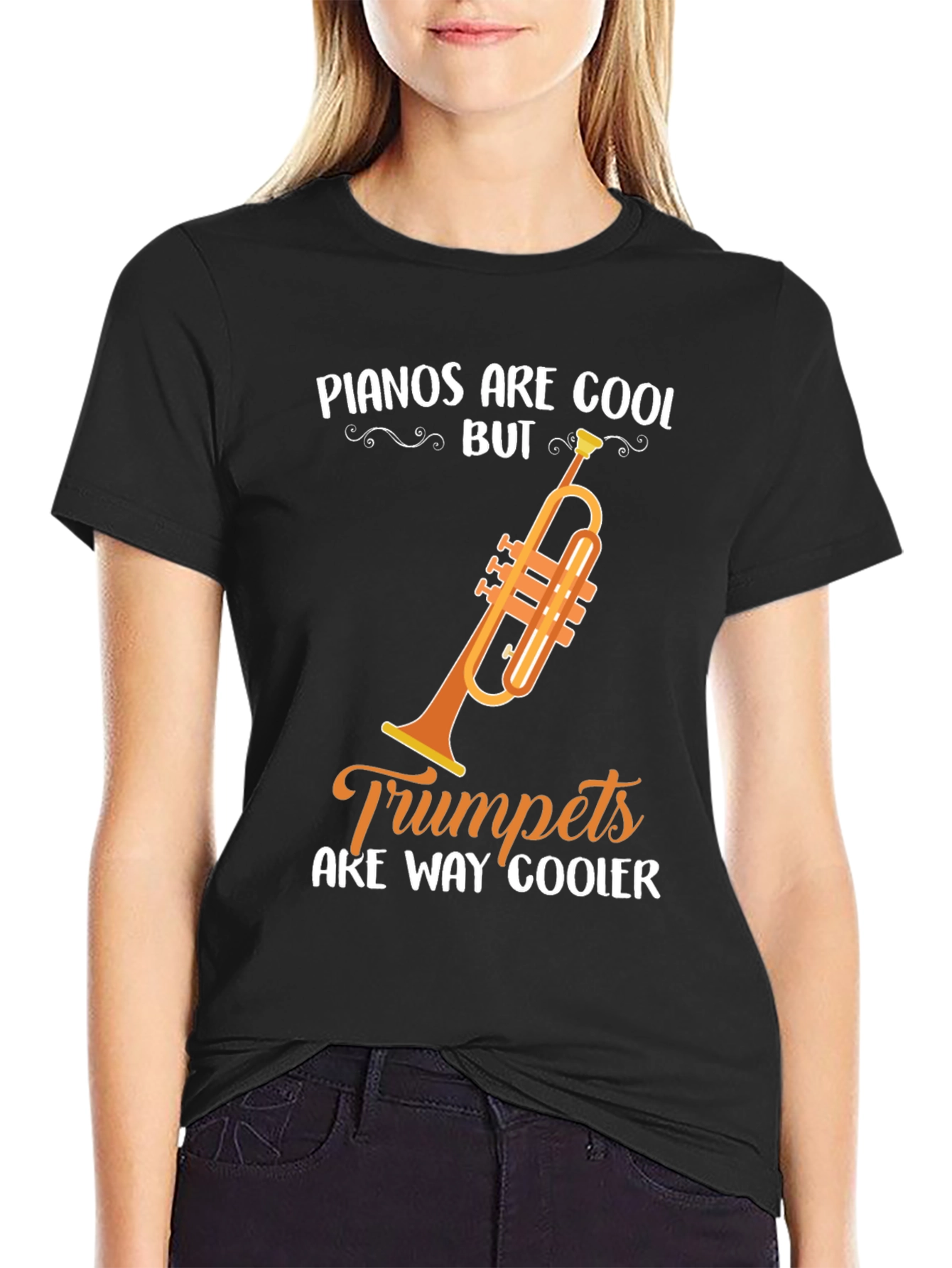 Funny Trumpet Music T-Shirt - Pianos Are Cool But...