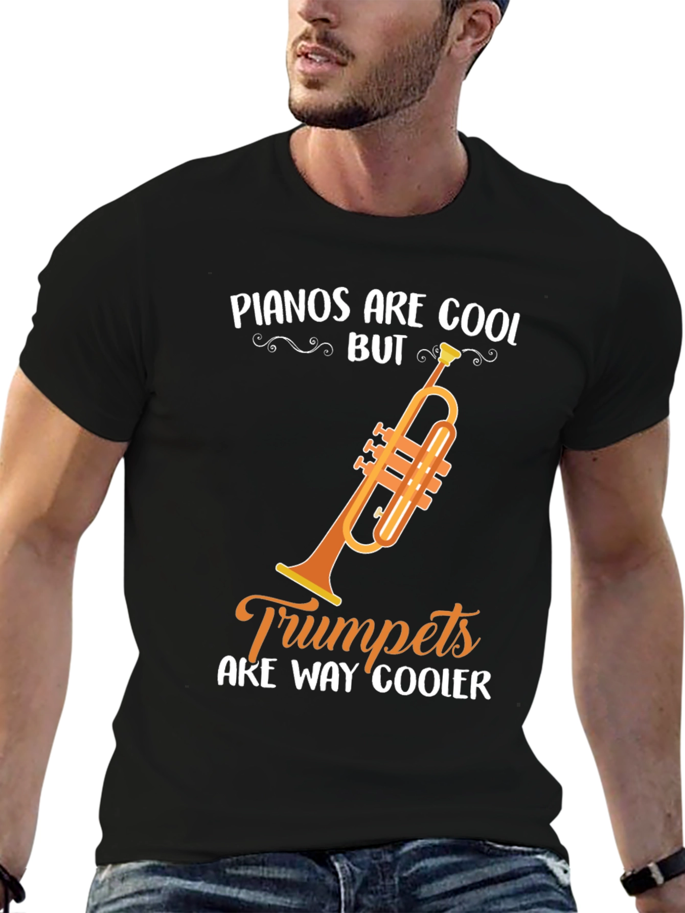 Funny Trumpet Music T-Shirt - Pianos Are Cool But...