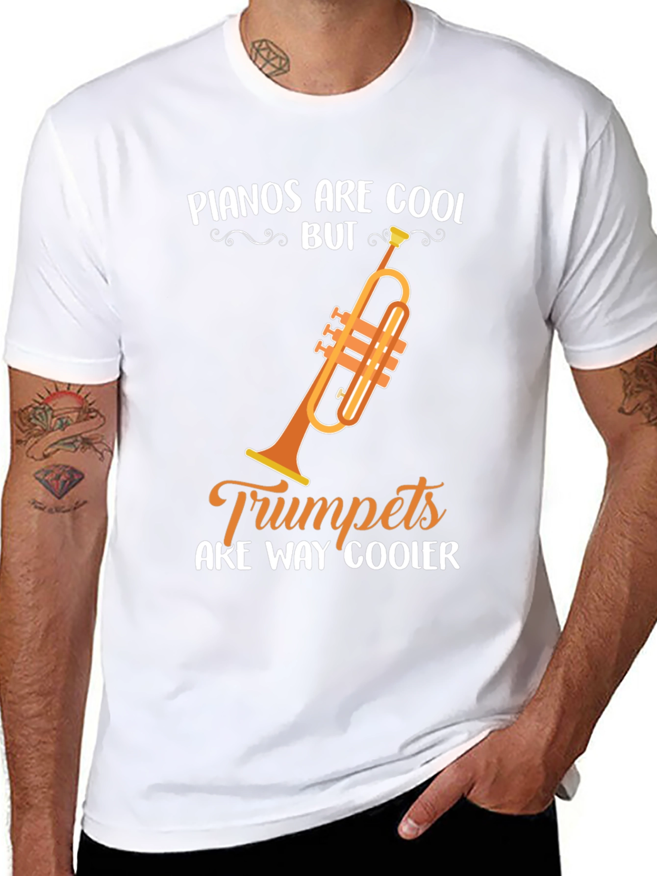 Funny Trumpet Music T-Shirt - Pianos Are Cool But...