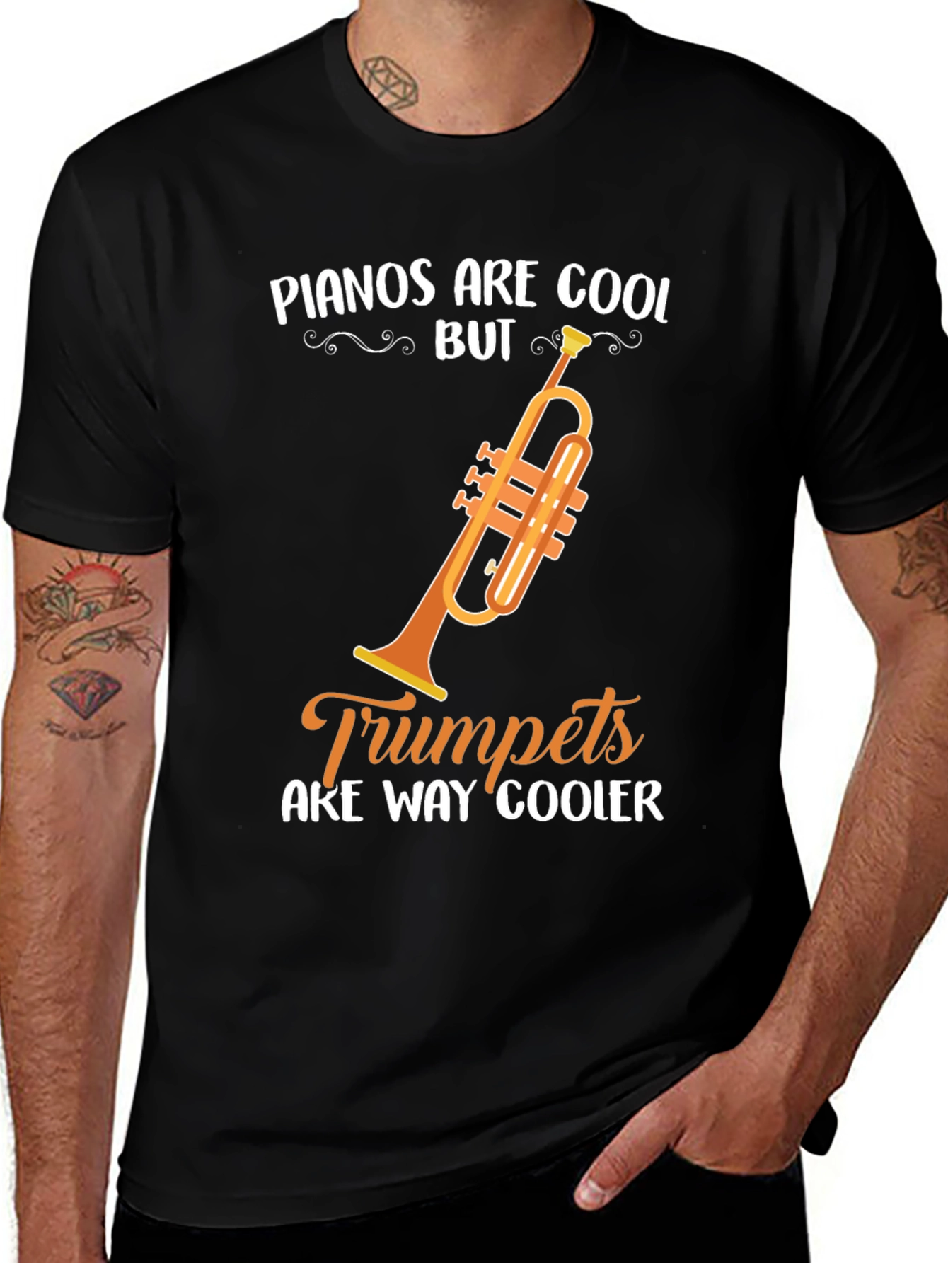 Funny Trumpet Music T-Shirt - Pianos Are Cool But...