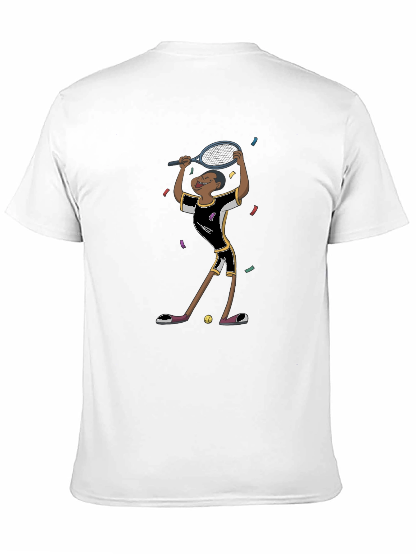 Tennis Player Graphic T-Shirt - Black Cotton Tee