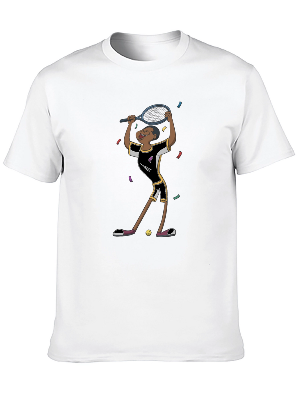 Tennis Player Graphic T-Shirt - Black Cotton Tee