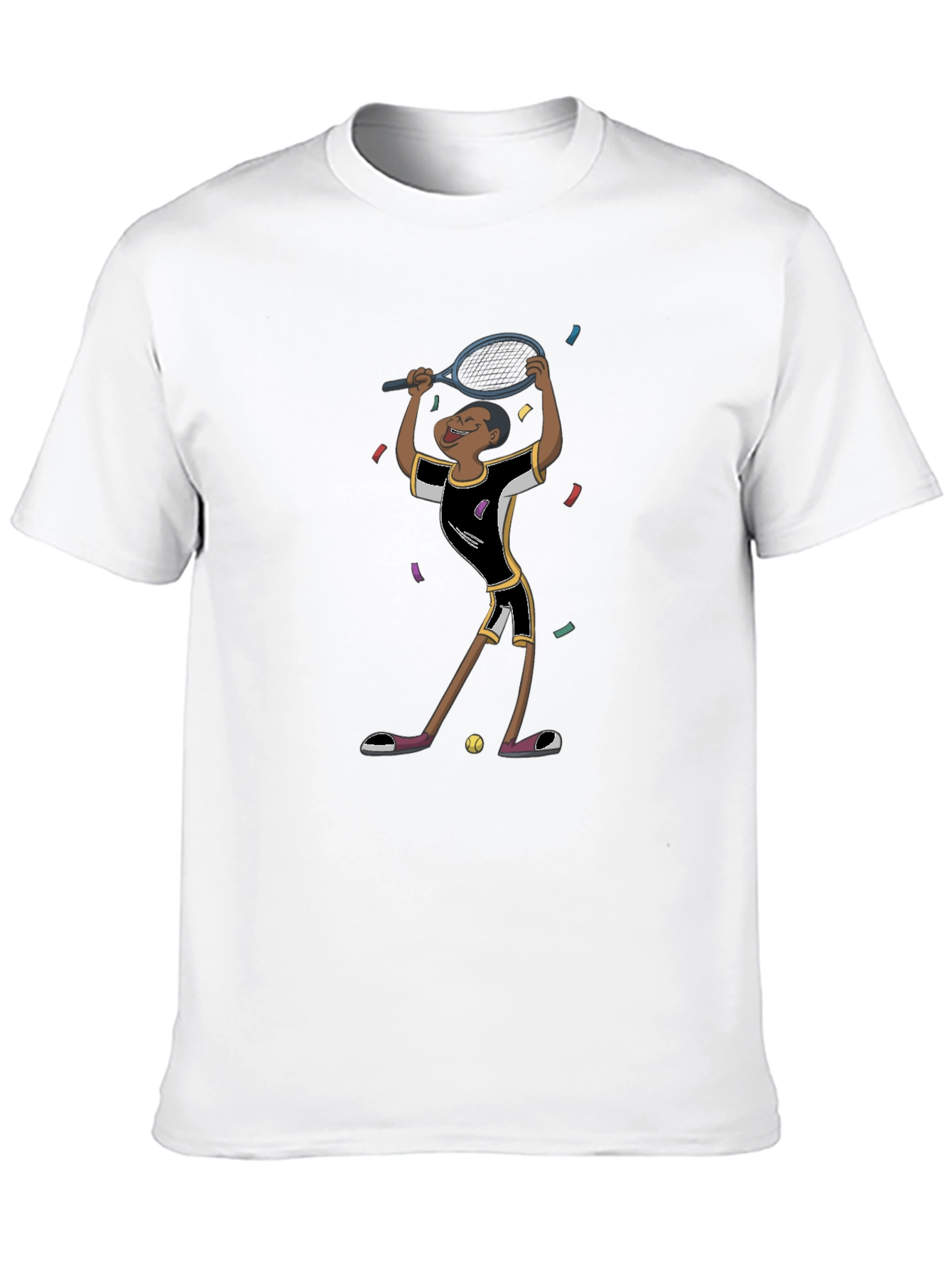 Tennis Player Graphic T-Shirt - Black Cotton Tee