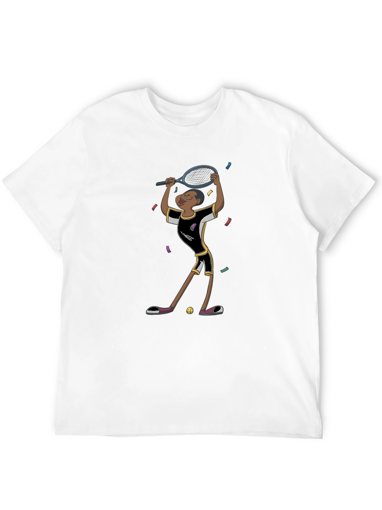 Tennis Player Graphic T-Shirt - Black Cotton Tee