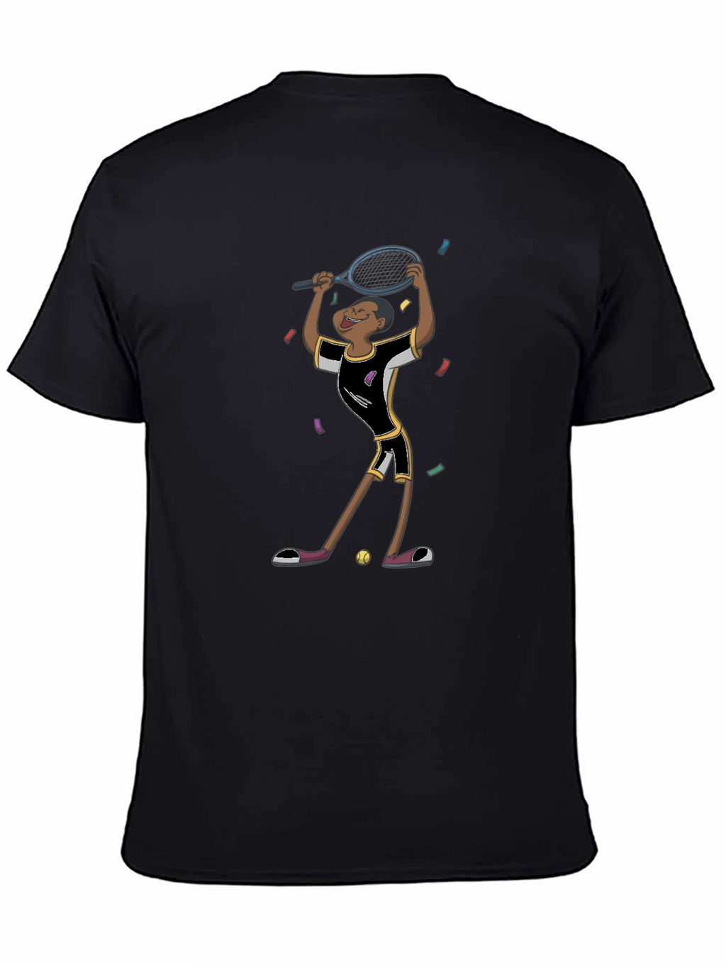 Tennis Player Graphic T-Shirt - Black Cotton Tee