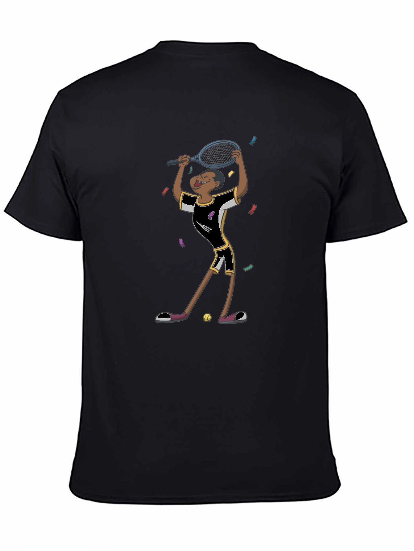 Tennis Player Graphic T-Shirt - Black Cotton Tee