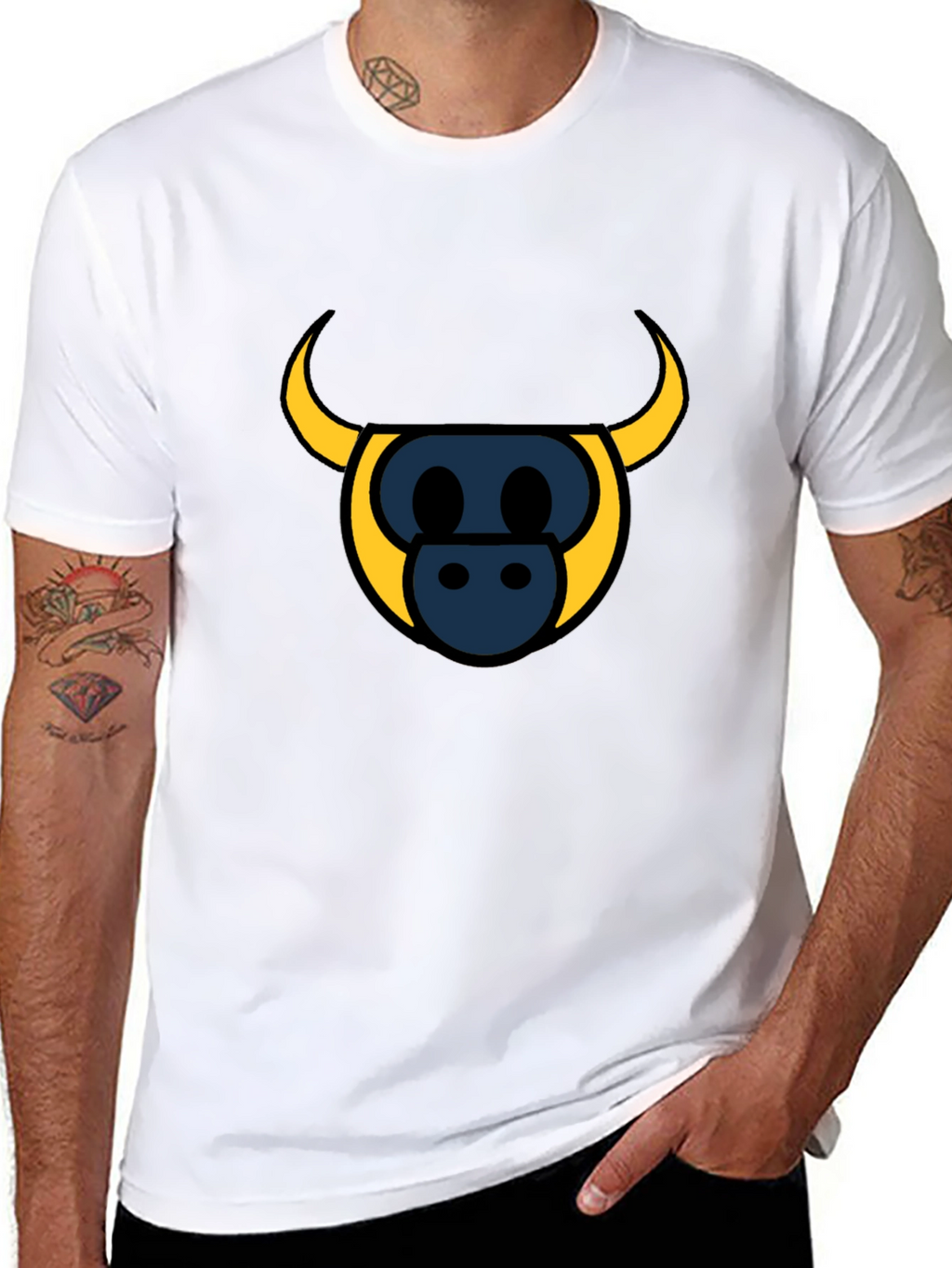 Bull Head Graphic Tee - Stylish Black T-Shirt