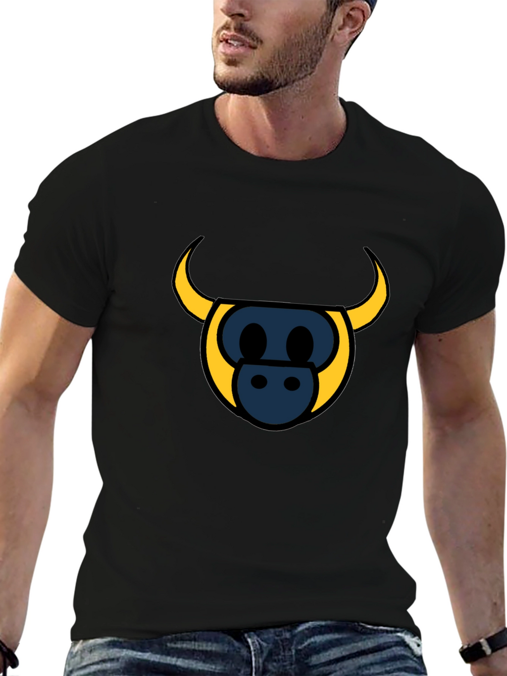 Bull Head Graphic Tee - Stylish Black T-Shirt