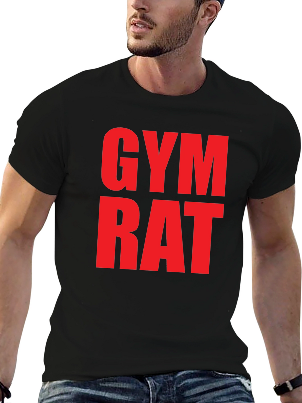 Gym Rat T-Shirt: Bold Red Graphic Tee