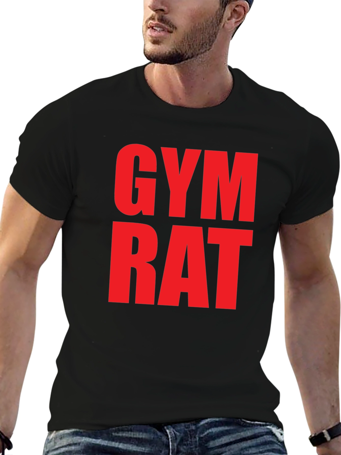 Gym Rat T-Shirt: Bold Red Graphic Tee