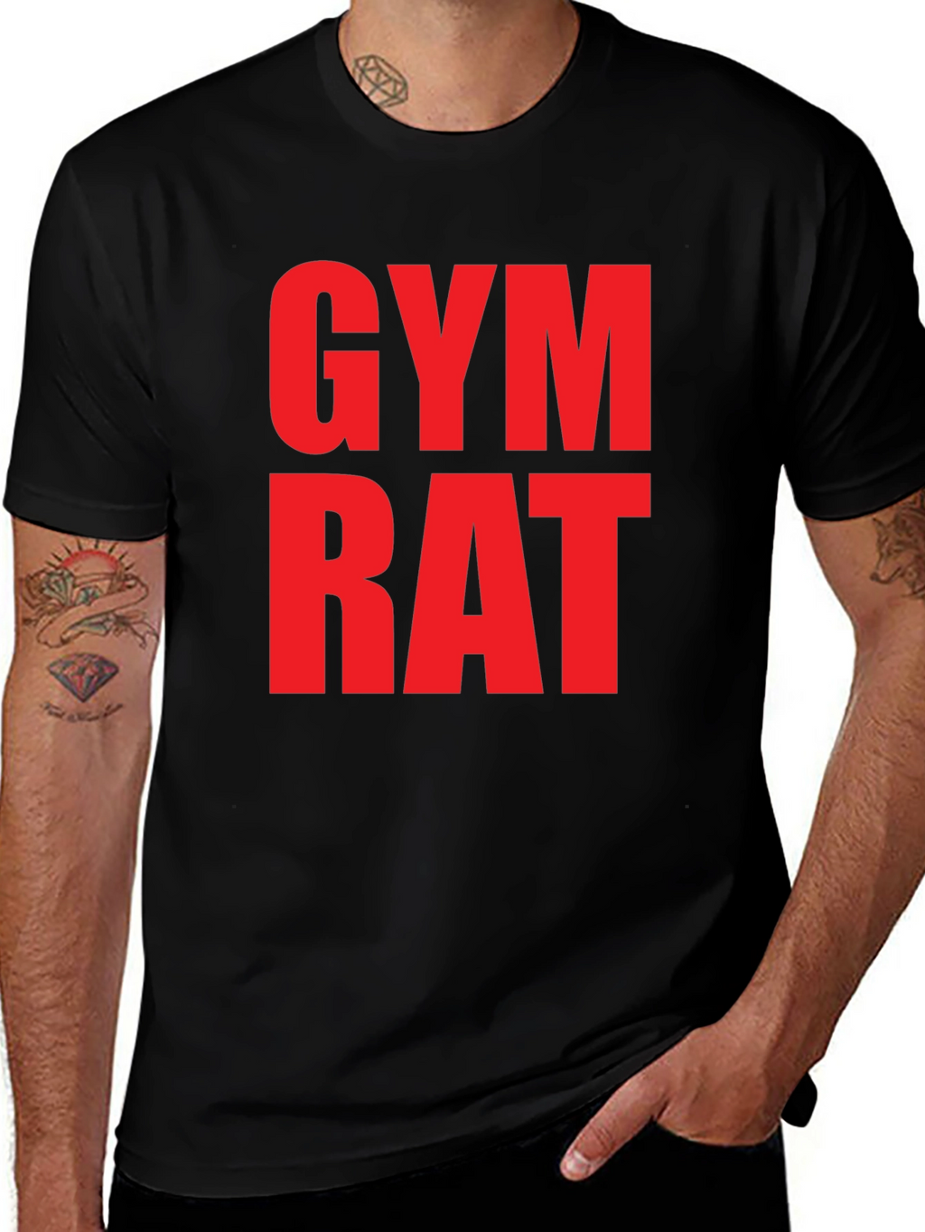 Gym Rat T-Shirt: Bold Red Graphic Tee