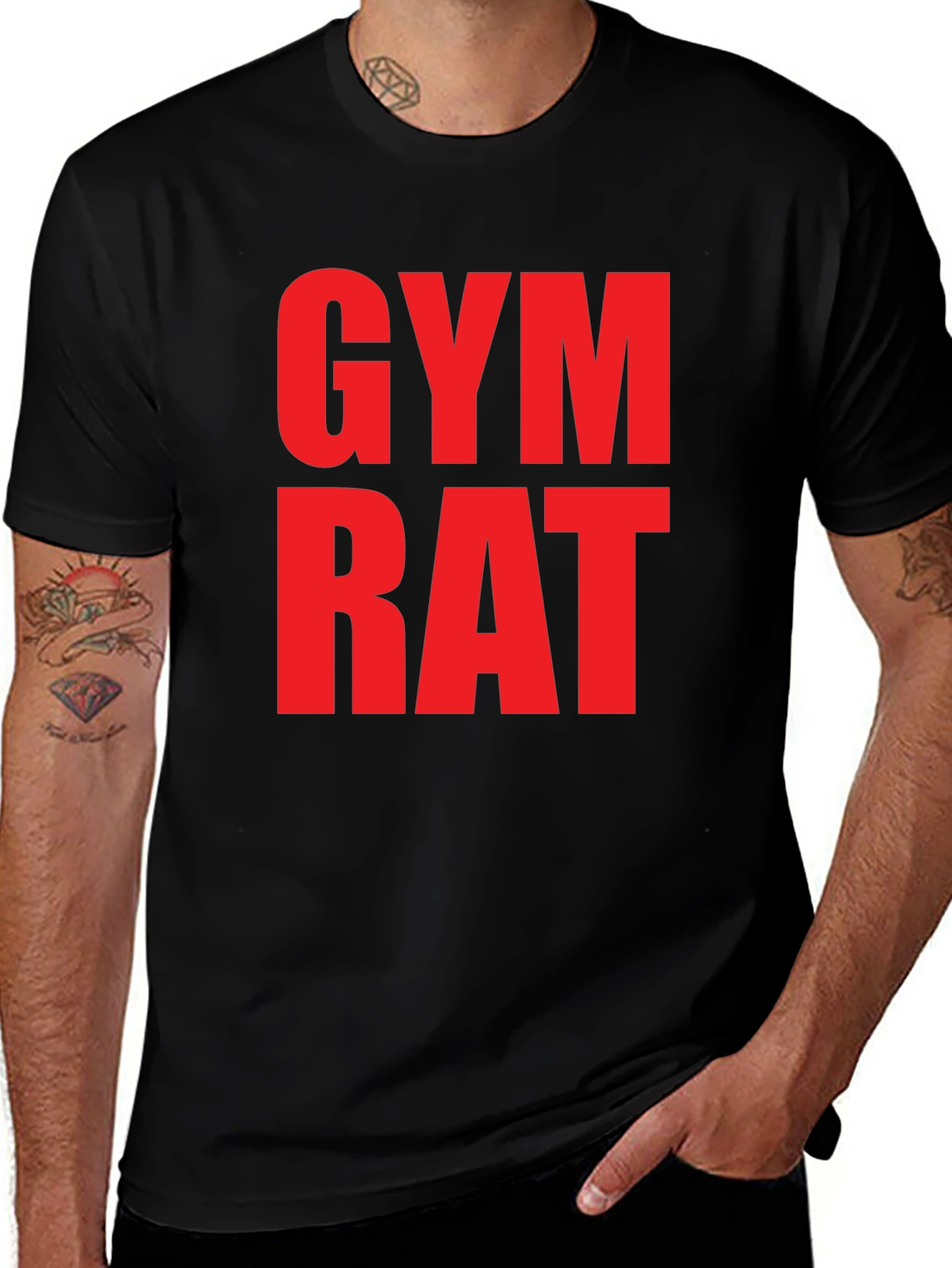 Gym Rat T-Shirt: Bold Red Graphic Tee