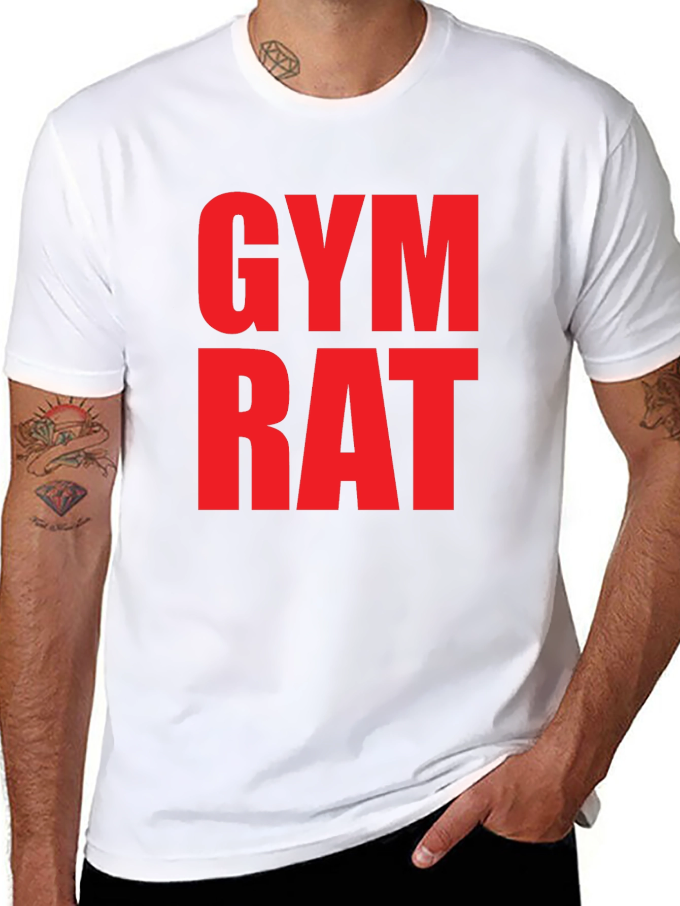 Gym Rat T-Shirt: Bold Red Graphic Tee
