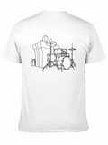 Drum Set Gift Outline Black T-Shirt