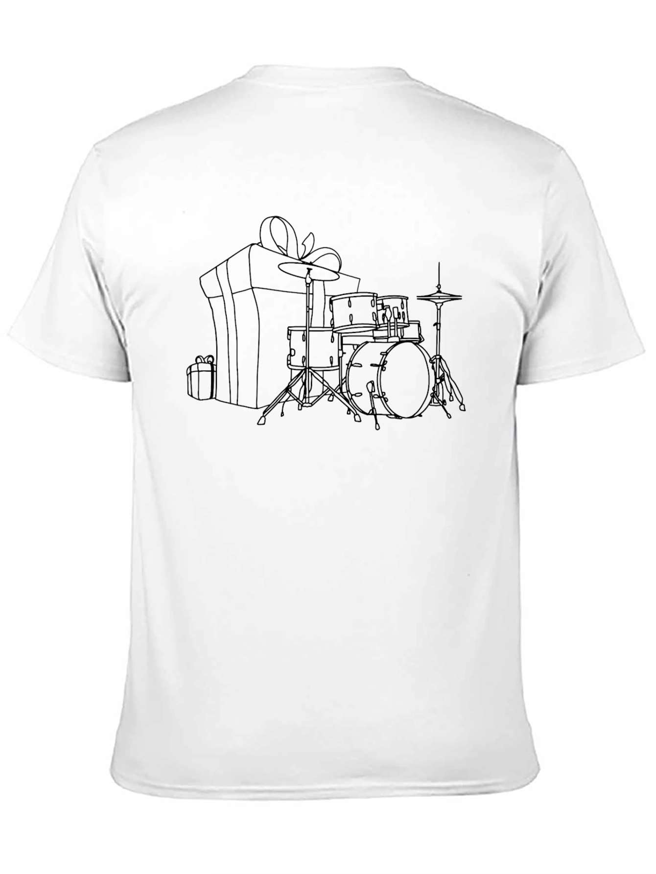Drum Set Gift Outline Black T-Shirt