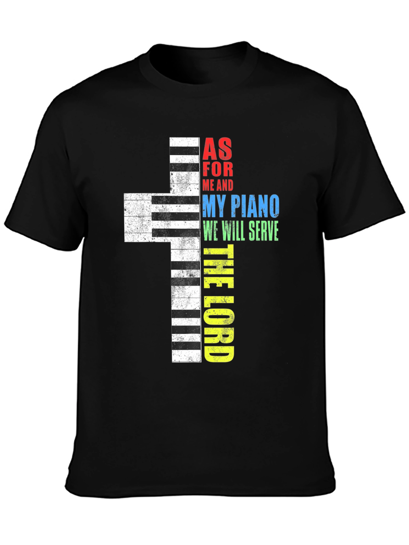 Piano Cross Graphic Tee - Religious T-Shirt