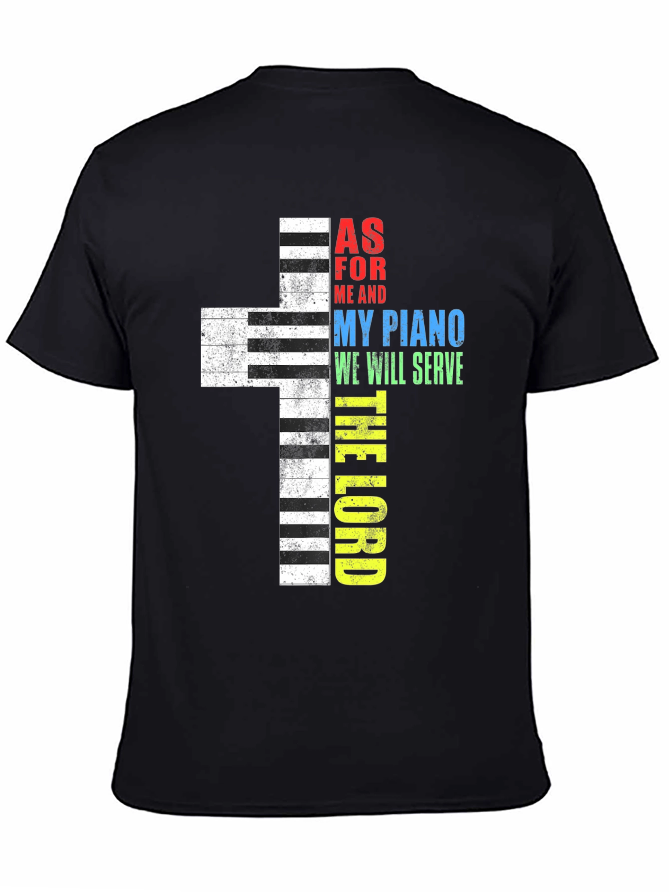 Piano Cross Graphic Tee - Religious T-Shirt