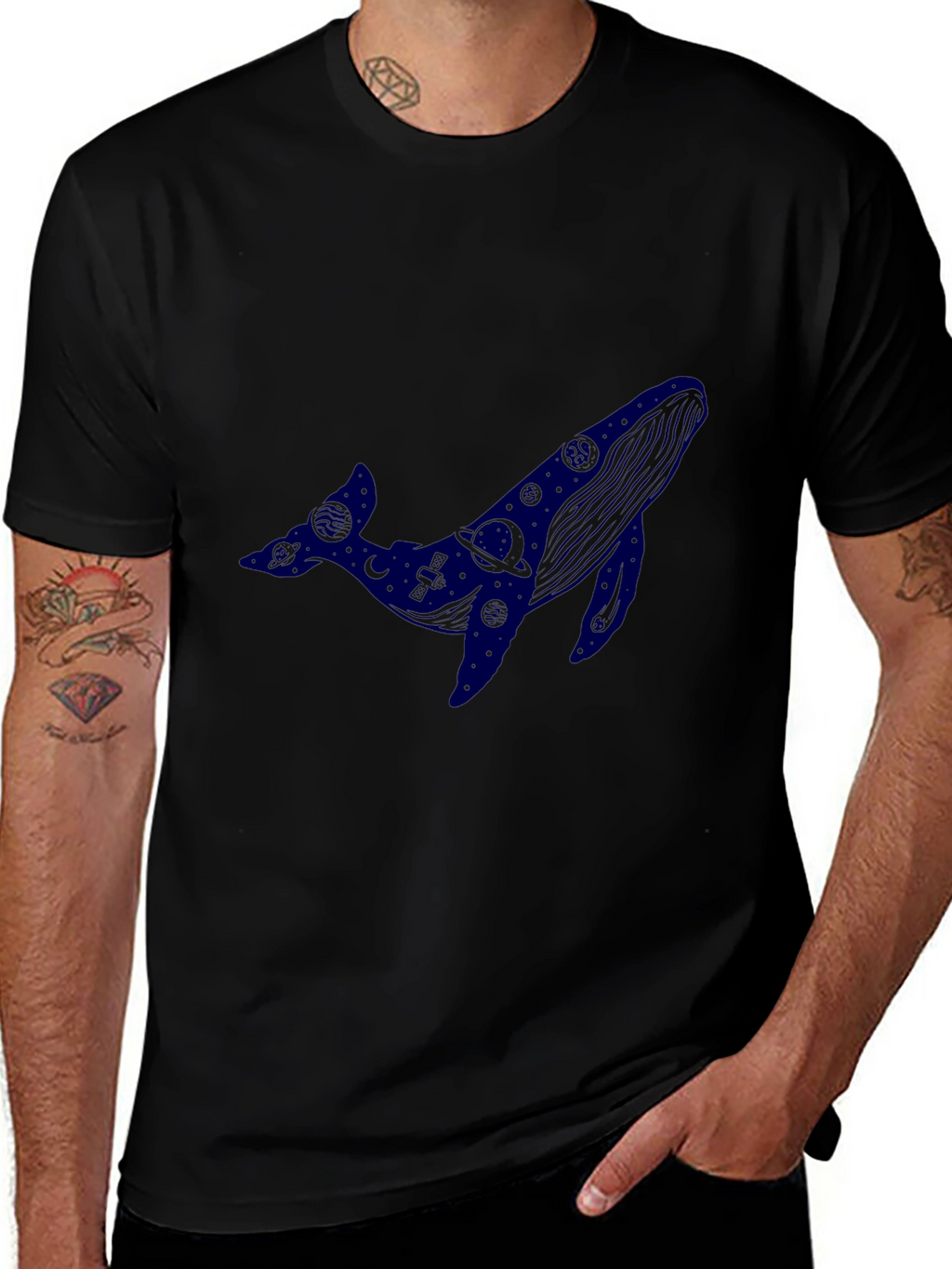 Cosmic Whale Black T-Shirt